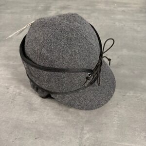 CrownCap Wool Railroad Hunting Cap Mens‎ 7 Charcoal Grey Ear Flap Hat Canada NEW